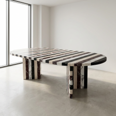 Juego de mesa de comedor de mármol para 6 personas.