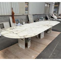 Oval marble dining table