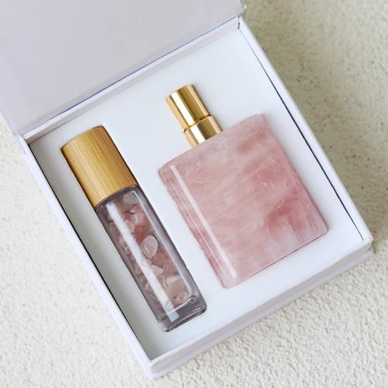 RF-Pink Frasco de perfume de cristal de piedra preciosa