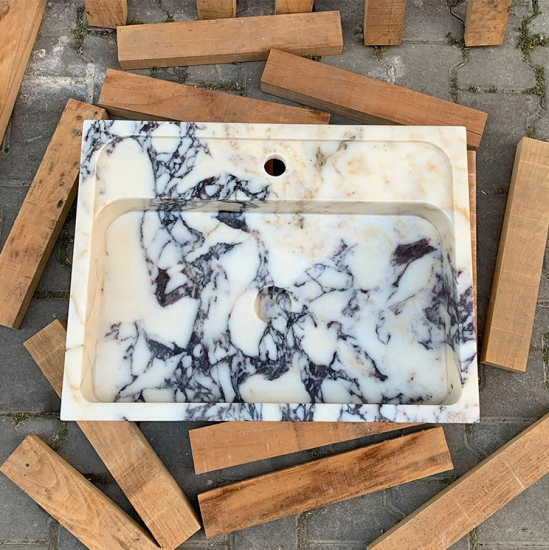 RF Lavabo de mármol Calacatta Viola montado en la pared