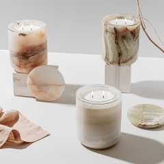 frascos de velas de ónix blanco